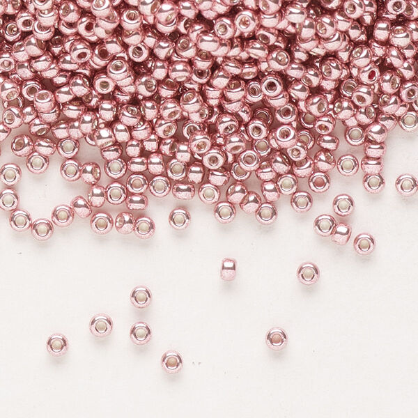 Seed bead, Miyuki, glass, pkg/25g, #11 rocaille, opaque galvanized pink blush, (RR-1067). image number 0