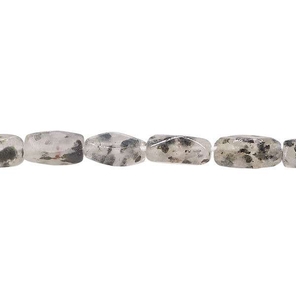 Black spotted quartz 1pkg1, hand-cut 4-sided tube bead natural, 13 inch 7x4mm-12x5mm image number 0