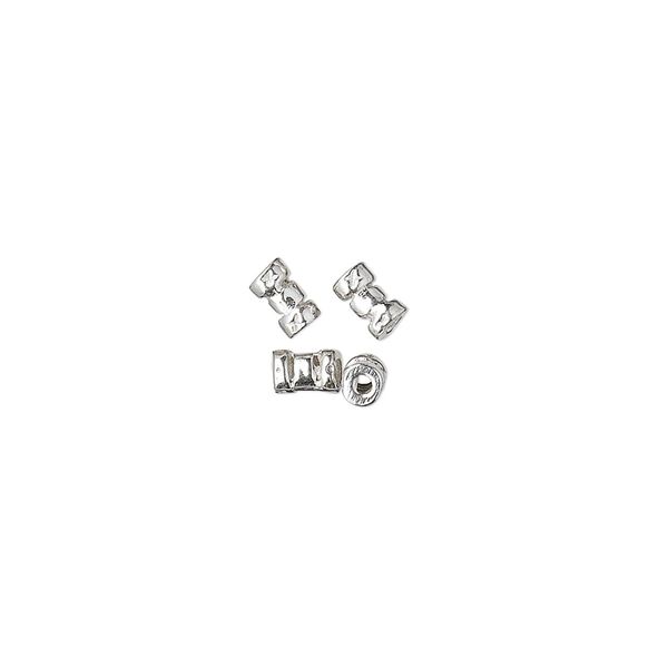 Crimp tube, sterling silver, 5x3mm tube, 1mm inside diameter. Sold per pkg of 4. image number 0