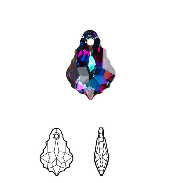 Drop 2pk crystal electra, Crystal Passions® 16x11mm pendant baroque 6090 image number 0