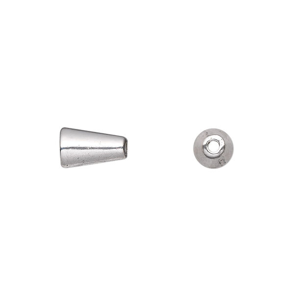 Cone, antique silver-plated "pewter" (zinc-based alloy), 10x6mm, 3.5mm inside diameter. Sold per pkg of 50. image number 0