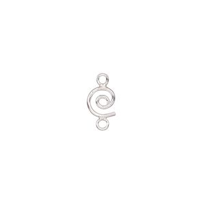 Link, sterling silver, 12x6mm round swirl. Sold per pkg of 2.