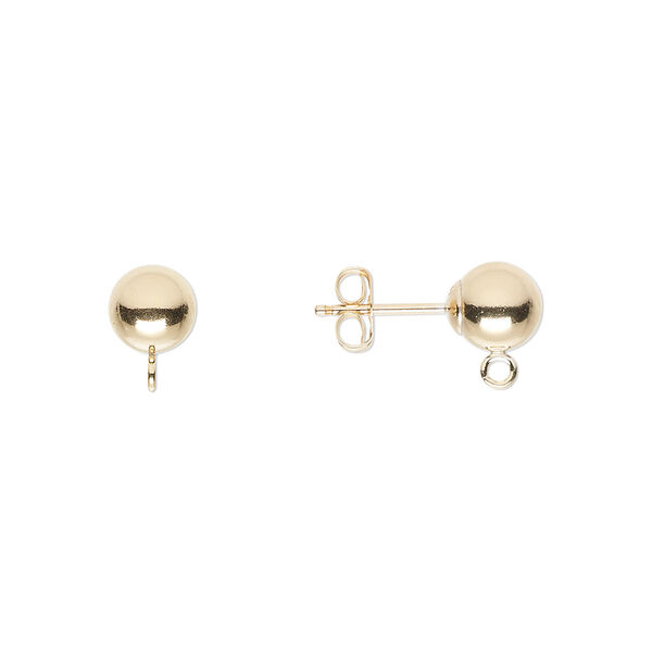 Earstud, 14Kt gold-filled, 6mm ball with open loop. Sold per pkg of 5 pairs. image number 0