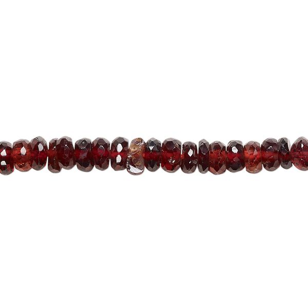 Garnet 1pkg1, hand-cut faceted rondelle bead natural 7.5 inch 4x2mm-5x3mm image number 0