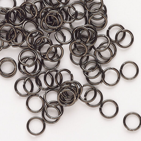 Jump ring, anodized steel, pkg/80, 6mm open round, 4.4mm inside diameter, brown, 21 gauge. image number 0