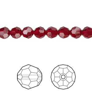 Bead 12pk Siam, Crystal Passions® 6mm round 5000