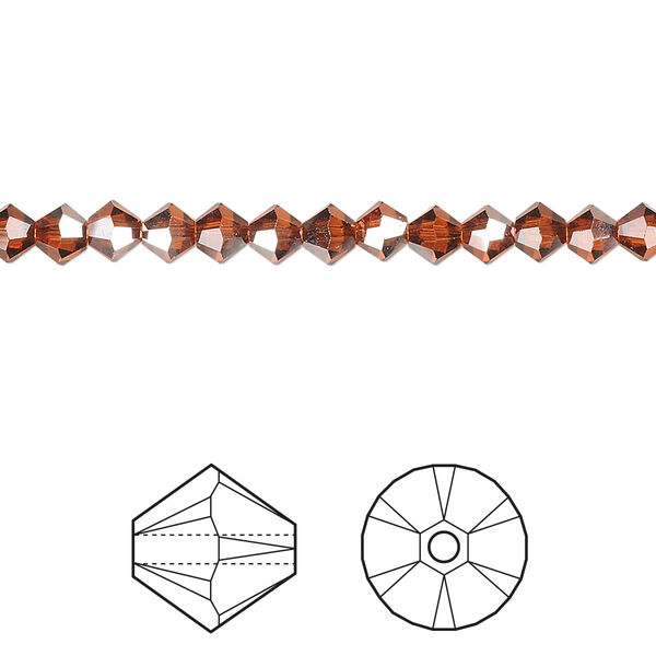 Bead, Crystal Passions®, Indian red satin, 4mm bicone (5328). Sold per pkg of 48. image number 0