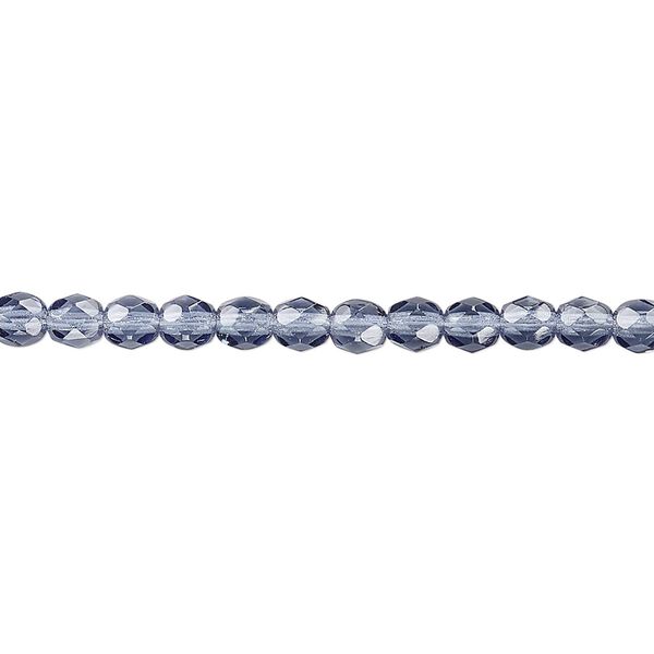 Bead, Czech fire-polished glass, Montana blue, 4mm faceted round. Sold per pkg of 1,200 (1 mass). image number 0