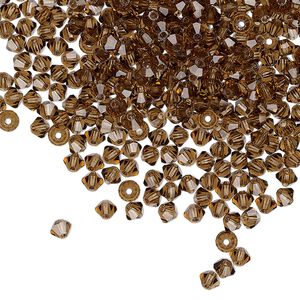 Bead 144pk smoked topaz, Preciosa Czech crystal 3mm bicone