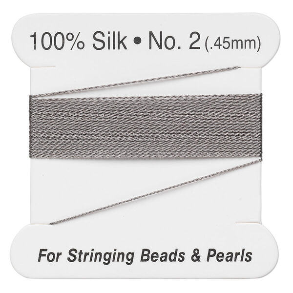 Thread, silk, grey, size #2. Sold per 2-meter card. image number 0