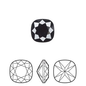 Fancy stone 1pk jet, Preciosa MAXIMA Czech crystal rhinestone 12mm cushion square