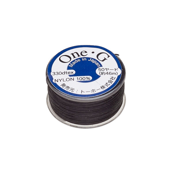 Thread, TOHO BEADS®, One-G™, nylon, black, size 0. Sold per 50-yard spool. image number 0