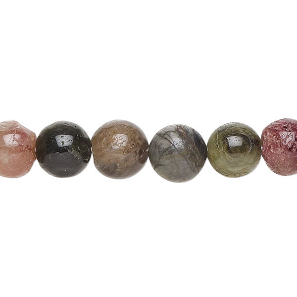 Multi-tourmaline 1pkg1, hand-cut round bead natural 15 inch 8-9mm image number 0