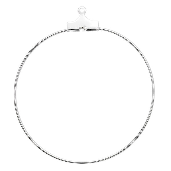 Beading hoop, silver-plated brass, 40mm round. Sold per pkg of 10. image number 0