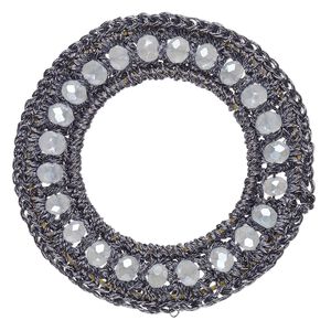 Focal, glass / nylon / steel, dark grey, 48mm open round. Sold per pkg of 2.