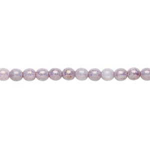 Bead, Czech glass druk, opaque mauve granite, 4mm round. Sold per 15-1/2" to 16" strand.