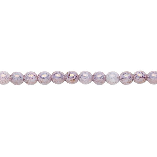 Bead, Czech glass druk, opaque mauve granite, 4mm round. Sold per 15-1/2" to 16" strand. image number 0