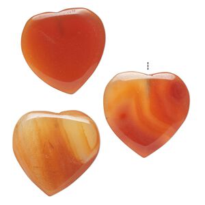 Red agate 1pkg3, half-drilled puffed heart drop 22-24mm