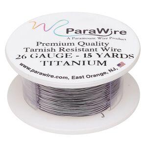 Wire, ParaWire™, titanium-finished copper, round, 26 gauge. Sold per 15-yard spool.