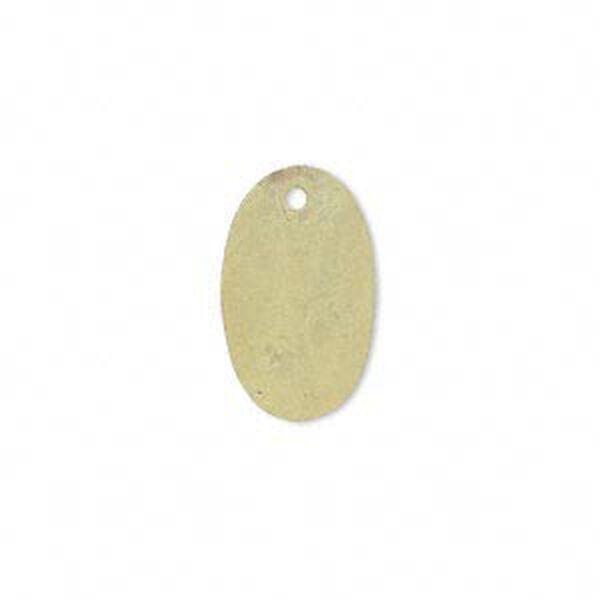 Drop, brass, earth tone olive patina, Pantone® color 15-0525, 19x11mm double-sided oval. Sold per pkg of 6. image number 0