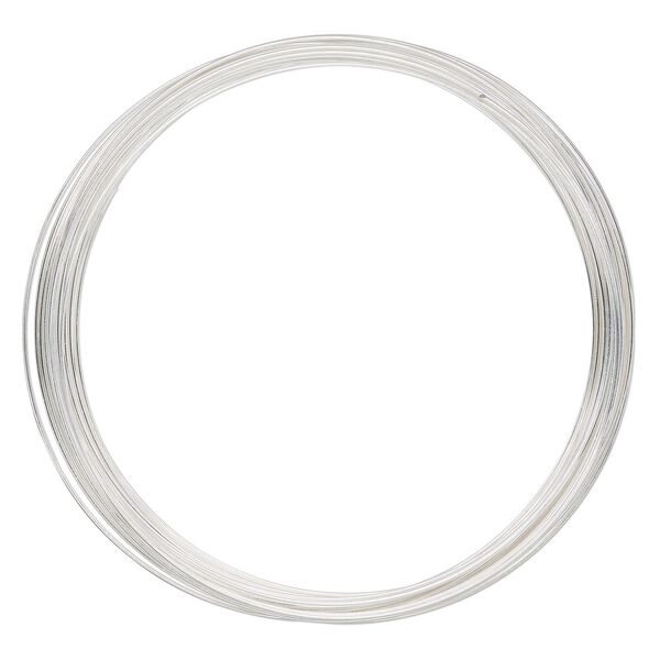 Memory wire, silver-plated carbon steel, 3-5/8 inch necklace, 0.65-0.75mm thick. Sold per 1-ounce pkg, approximately 30 loops. image number 0