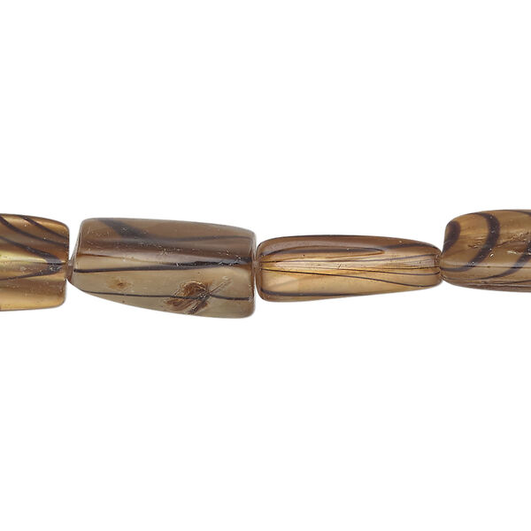 Mother-of-pearl shell 1pkg1, stick bead 15 inch brown / black 14x6mm-16x10mm image number 0