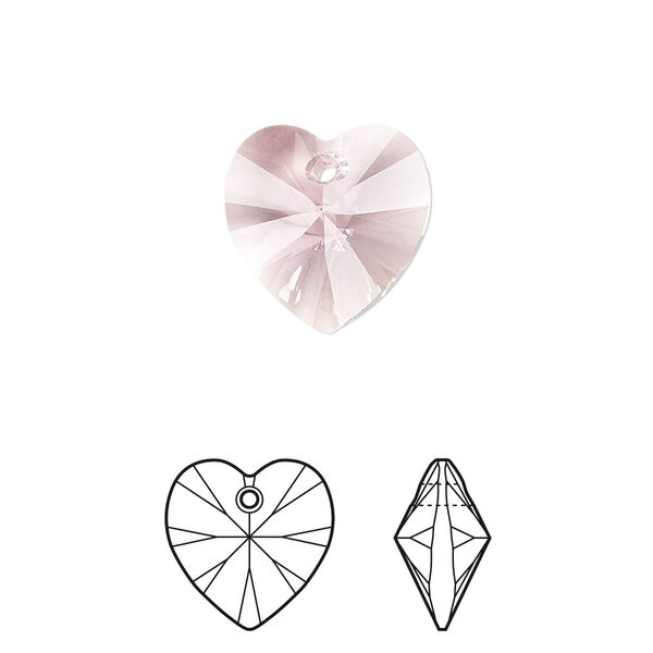 Drop 144pk light amethyst, Swarovski® 14mm pendant heart 6228 image number 0