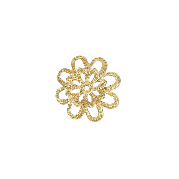 Component, gold-finished brass, 16x15.5mm single-sided flower. Sold per pkg of 20. image number 0