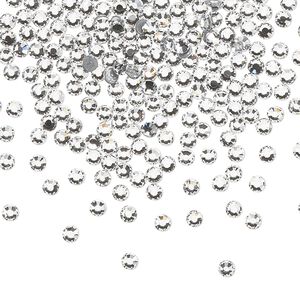 Flat back, Dance With Me™ crystal hotfix rhinestone, crystal clear, foil back, 2.3-2.5mm rose, SS8. Sold per pkg of 144 (1 gross).