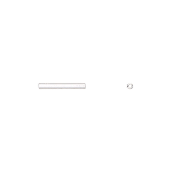 Bead, sterling silver, 12x1mm smooth tube. Sold per pkg of 20. image number 0