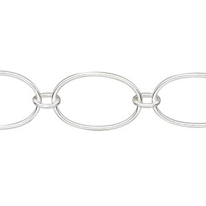 Chain 1pkg1 sterling silver-filled oval, 13mm, 5 foot unfinished