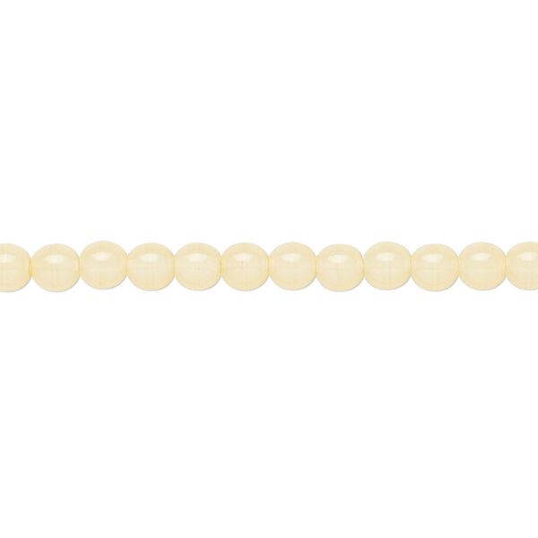 Bead, Czech dipped décor glass druk, translucent cream, 4mm round. Sold per 15-1/2" to 16" strand. image number 0