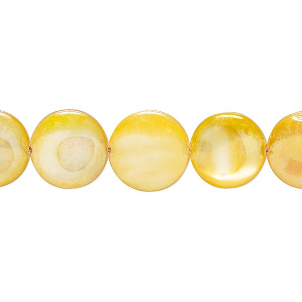 Mother-of-pearl 1pkg1, flat round bead, 15 inch dark mango 13-14mm image number 0