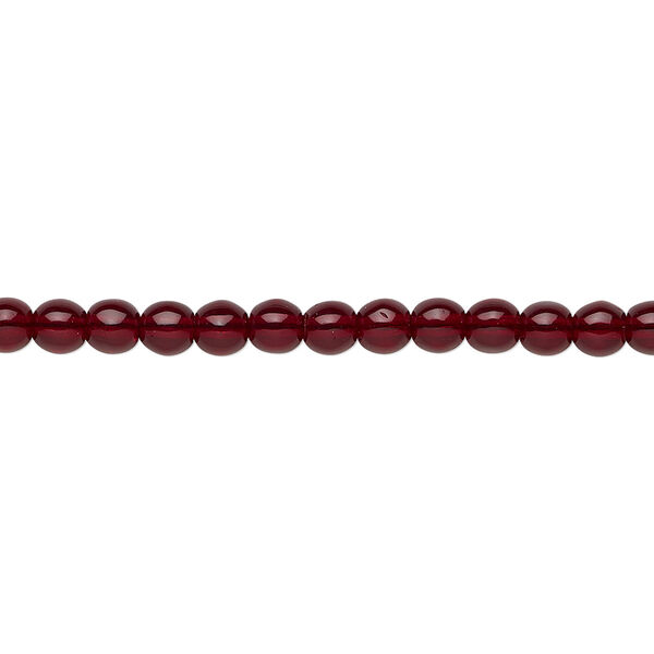 Bead, Czech glass druk, transparent garnet red, 4mm round. Sold per 15-1/2" to 16" strand. image number 0