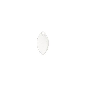 Drop, sterling silver, 12x6mm flat marquise. Sold per pkg of 6.
