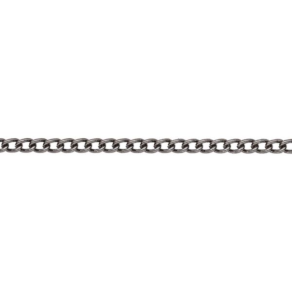 Chain, gunmetal-plated steel, 2mm curb. Sold per 50-foot spool. image number 0