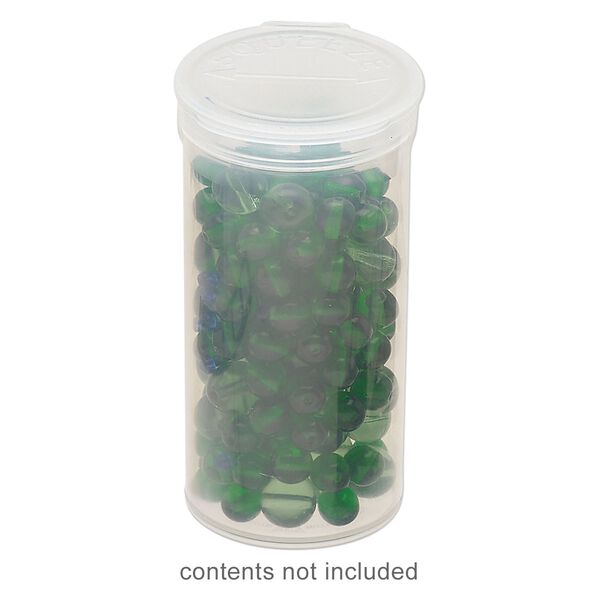 Vial, Squeezetops™, plastic, clear, 2-1/2 x 1-1/4 inch cylinder with attached lid. Sold per pkg of 6. image number 0
