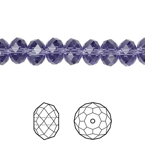 Bead 288pk tanzanite, Swarovski® 8x6mm rondelle 5040 image number 0