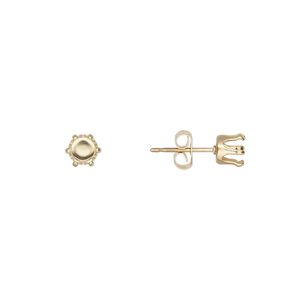 Earstud 1pkg2 Snap-Tite® 14Kt gold-filled, 5mm round 6-prong setting / earnuts, 1 pair