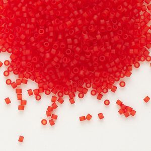 Seed bead, Delica®, glass, pkg/7.5g, #11 round, translucent matte red (DB-0745).