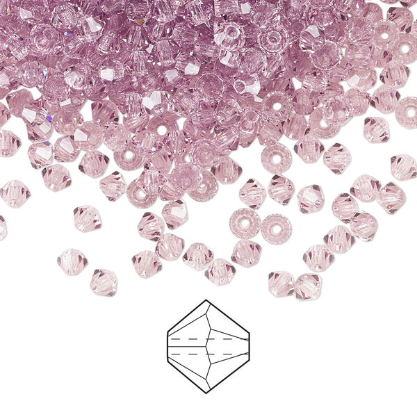 Bead 1440pk light amethyst, Preciosa Czech crystal 3mm bicone image number 0