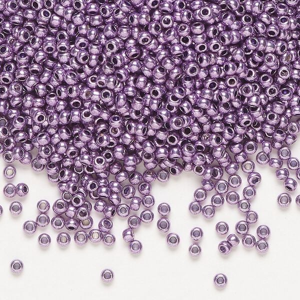 Seed bead, Preciosa Ornela, glass, opaque terra dyed metallic violet, #11 rocaille. Sold per 500-gram pkg. image number 0