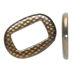 Bead, acrylic, brown and black, 45x32mm diagonally drilled flat open oval with snakeskin design and 29x17mm center hole. Sold per pkg of 24.
