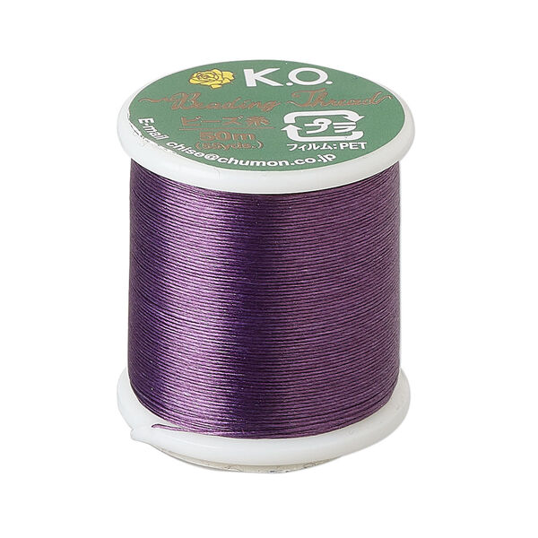 Thread, K.O., waxed nylon, purple, 0.15mm diameter, 4-pound test. Sold per 55 yard spool. image number 0