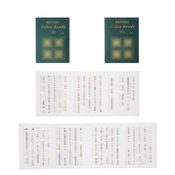 Sample card, Delica®, glass, pkg/2 piece set, 11-1/2x8-1/2" / 35-1/2x8-1/2" / 26-1/2x8-1/2" seed bead closed, multicolored (Card No.N-2). image number 0