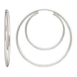 Earring hoop 1pkg2 sterling silver, 34mm double / endless loop, 21 gauge 1 pair