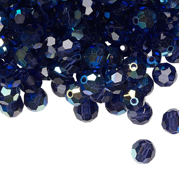 Bead 288pk deep tanzanite AB, Preciosa Czech crystal 6mm round image number 0