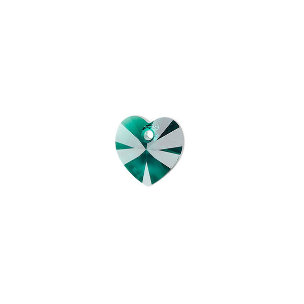 Drop 4pk emerald, Crystal Passions® 10mm pendant heart 6228 image number 0
