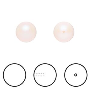 Pearl 100pk pearlescent white, Swarovski® 10mm half-drilled round 5818