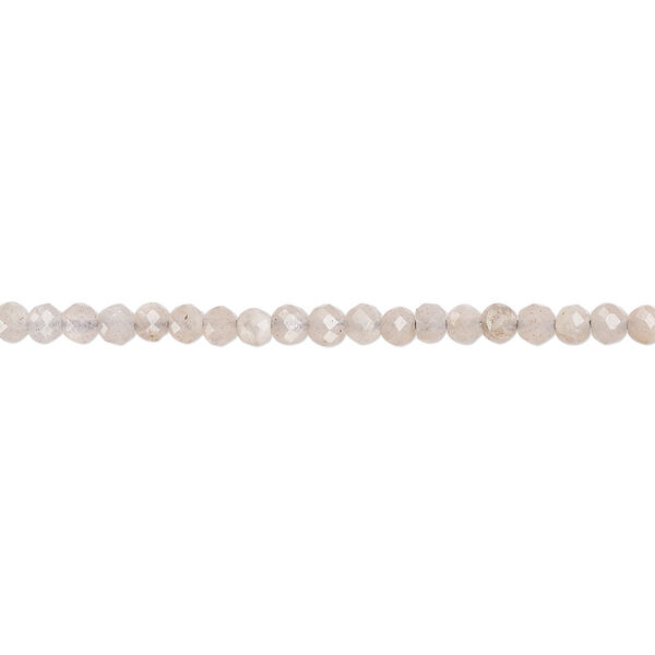 Bead, grey moonstone (natural), 2mm faceted round with 0.4-0.6mm hole, C+ grade, Mohs hardness 6 to 6-1/2. Sold per 13-inch strand. image number 0